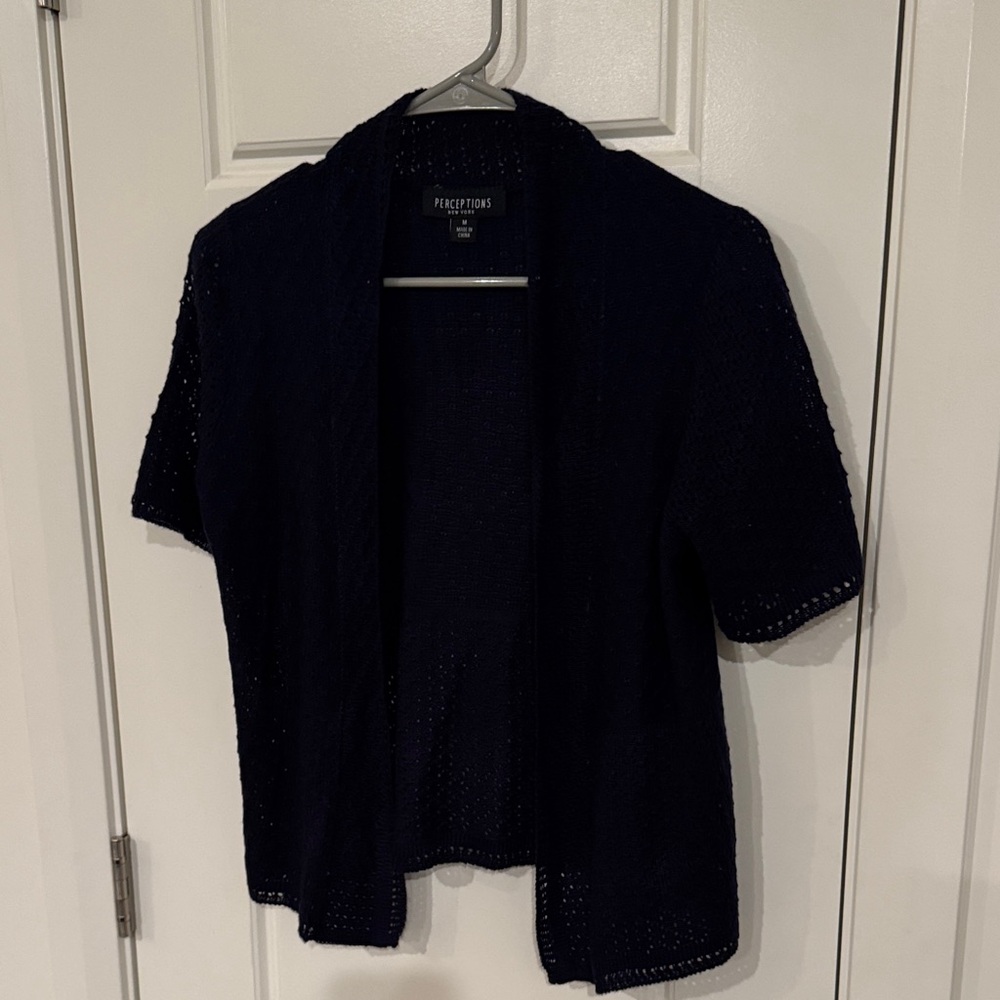 Perceptions Navy/Purple Knit Cardigan